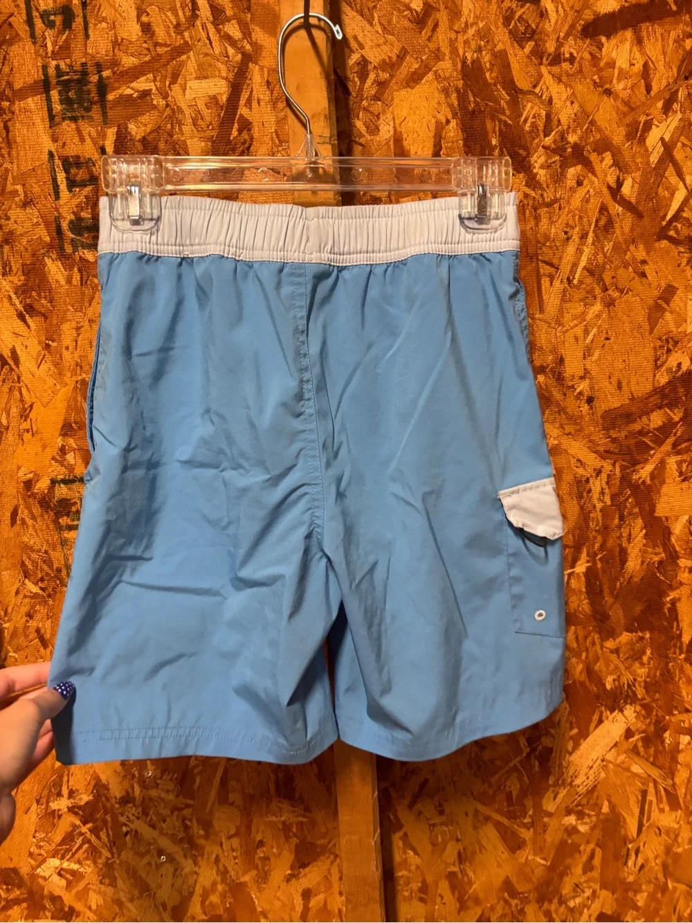 Kids Light Blue Swim Trunks with White Trim